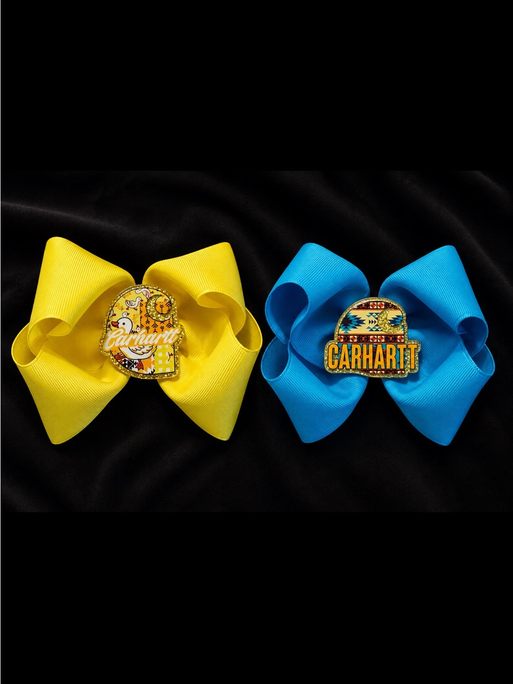 Carhartt Yellow and Blue Ribbon Bow Pair